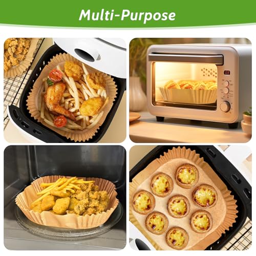 360 Pack 8 Inch Square Air Fryer Liners - Non-Stick Disposable Parchment Paper