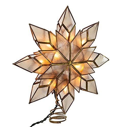 10-Light Pre-Lit Capiz Shell Star Christmas Tree Topper - 9.25 Inch