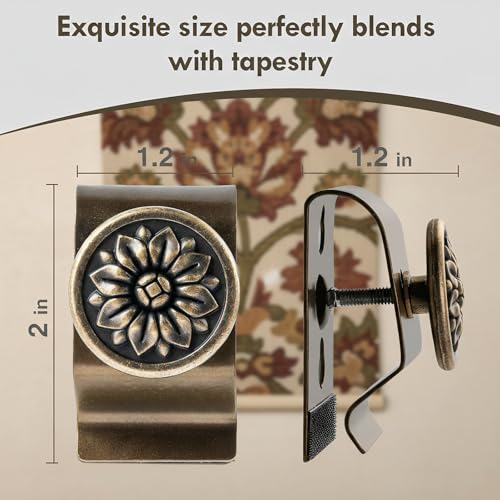 Stainless Steel Tapestry Hangers for Wall - 4 Pack Quilt Clips (Bronze)