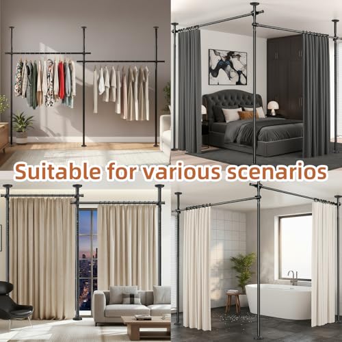 Adjustable No-Drill Room Divider Tension Rod, Heavy Duty Privacy Partition
