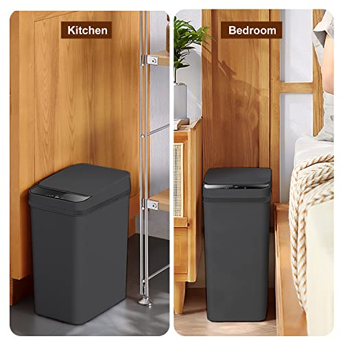 Touchless Bathroom Trash Can 2.5 Gallon Smart Motion Sensor Bin Black
