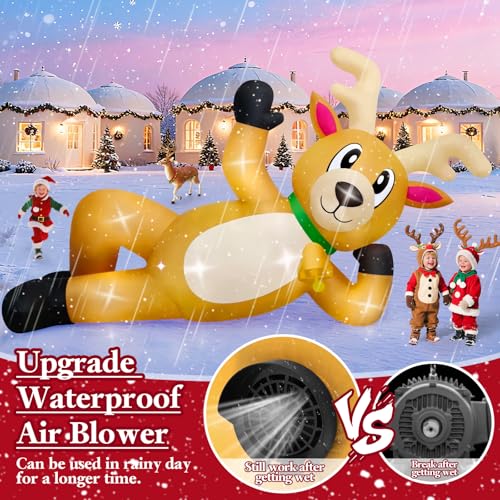 Kalolary 10.5ft Long Lying Reindeer Christmas Inflatable with Lights (Variation: Lying Reindeer)