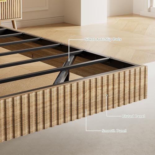 3-Piece Queen Floating Bed Frame Set with LED Lights and 2 Nightstands