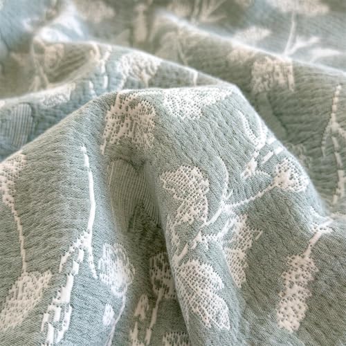 King Size Cotton Muslin Quilt - Floral Leaves Reversible Bedspread
