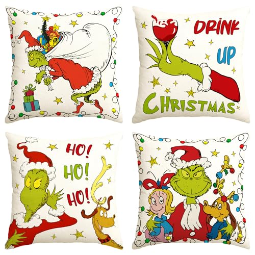 Christmas Pillow Covers 18x18 Navidad Throw Pillow Cases Winter Xmas Decor Merry Christmas Decorations for Home