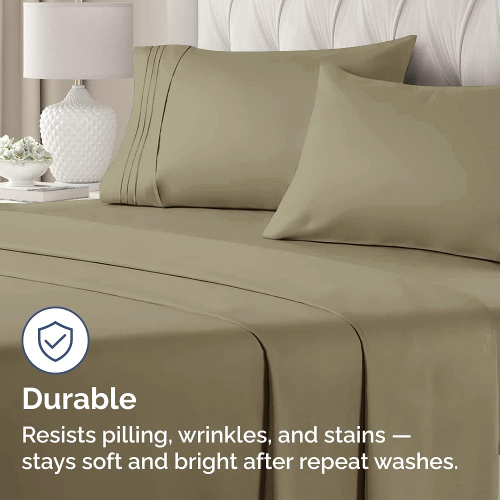 Skiennix Queen Pillow Cases Set of 2 - Ultra Soft Hotel Quality - Wrinkle Free & Stain Resistant - Khaki