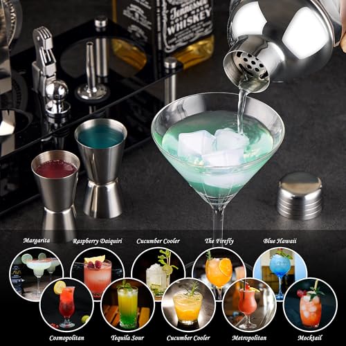 Wukuna 15-Piece Cocktail Bartender Kit with Stainless Steel Shaker & Acrylic Stand