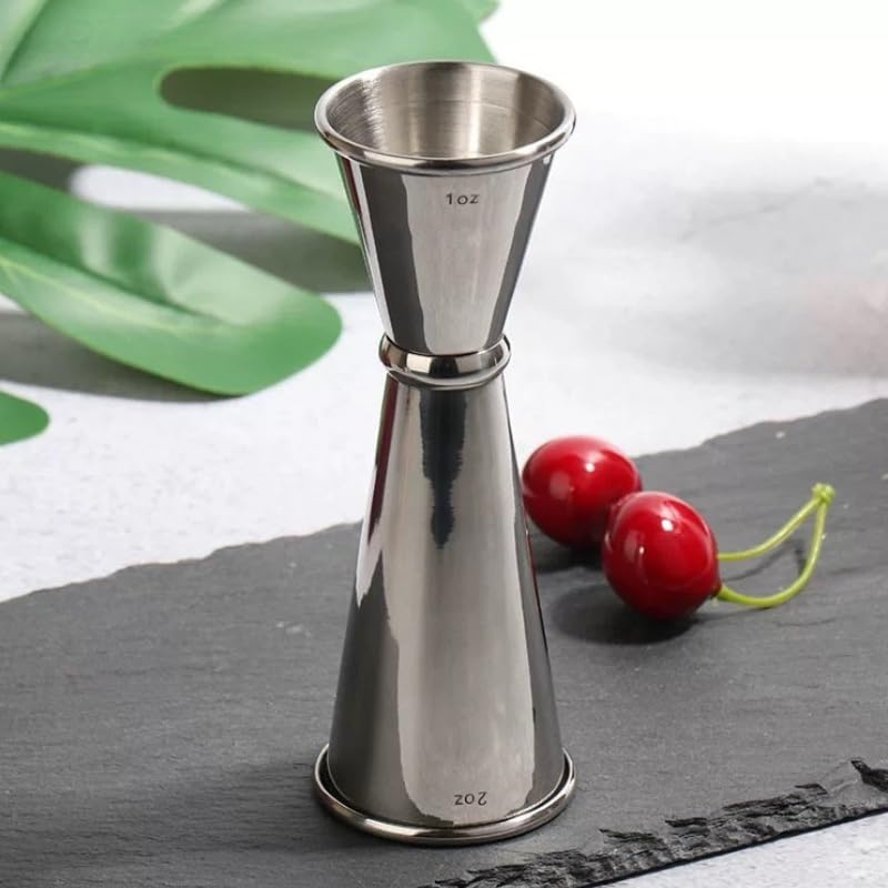 Silver 2-Piece Dual-Sided Cocktail Jigger Set - 1oz & 2oz Stainless Steel