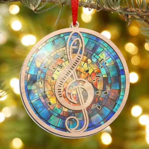 Christmas Music Gifts for Musicians Men Women - Wooden Treble Clef Ornament