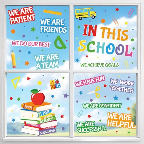 Back to School Window Clings - 96 Colorful Motivational Decals