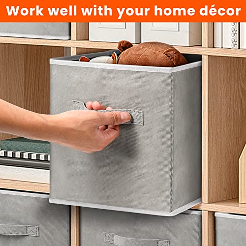 11-Inch Fabric Storage Cubes 8-Pack Collapsible Closet Organizer Bins Grey