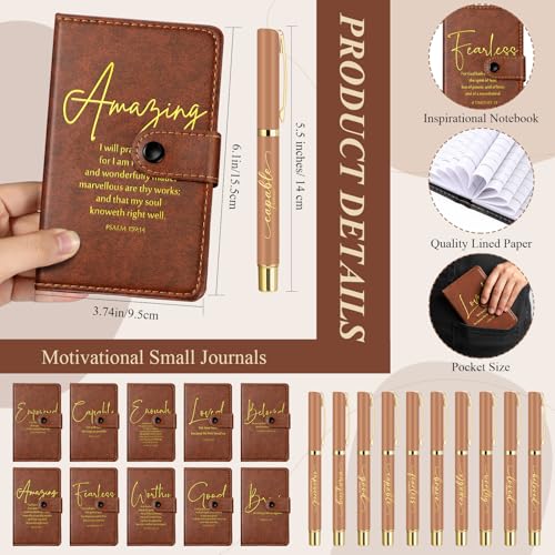 Brown Bible Words Christian Glass Cups with Lids & Straws, Prayer Journals & Pens Set - 30 Pcs