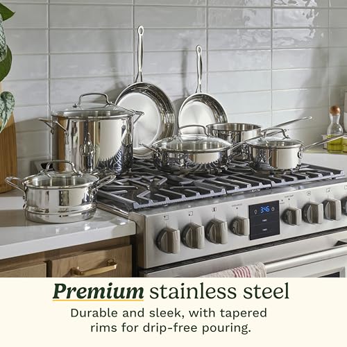 11-Piece Stainless Steel Cookware Set, Induction Compatible Pots & Pans