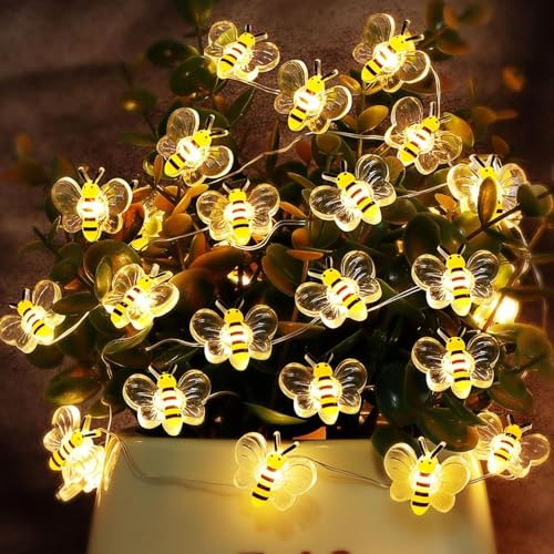 Bee Decor String Lights 10Ft 30 LEDs Battery Operated Copper Wire