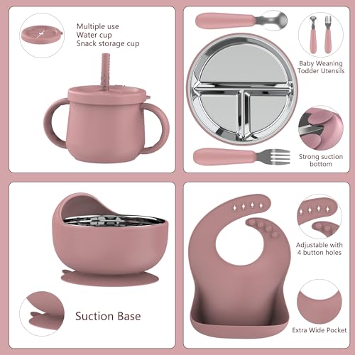 13-Piece Baby Feeding Set with Suction Plate, Bowls, Bibs, and Utensils
