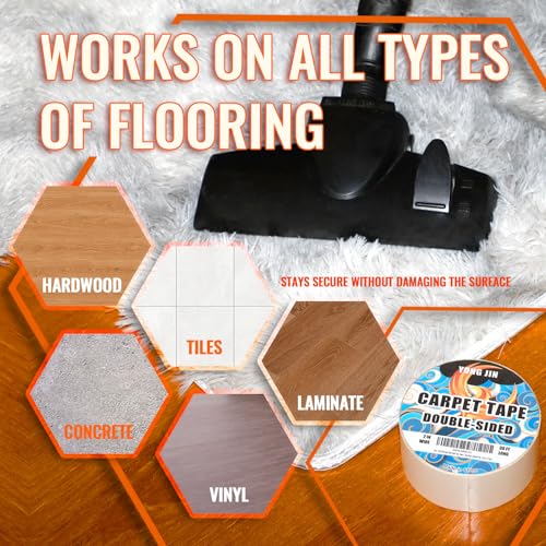 Heavy-Duty Double Sided Carpet Tape - 2 Inch x 10 Yards, Rug Grip
