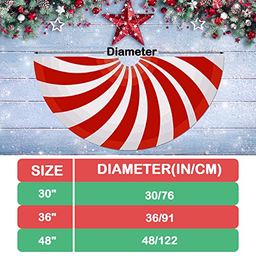 Clothmile Reversible Christmas Tree Skirt 48 Inch Candy-2 Red & White Rustic Holiday Decor