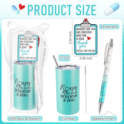 Sieral Glitter Nurse Appreciation Gifts 12oz Tumbler Set with Pen & Ornament