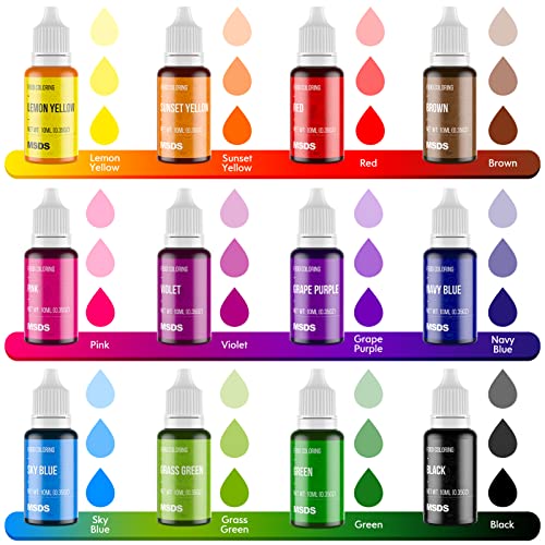 12-Color Liquid Food Coloring Set - Food-Grade Dye for Baking & Icing