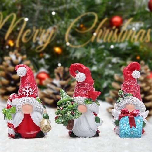 Hodao Red-3 Christmas Gnomes Decorations Handmade Elf Tomte Figurines for Xmas Decor (3pcs)