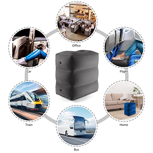 Inflatable Foot Rest Pillow for Air Travel | Adjustable Height Travel Foot Rest for Kids & Adults