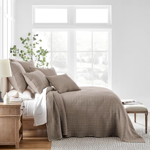 Levtex Home Mills Cotton Waffle King Bedspread Set with Shams - Cocoa