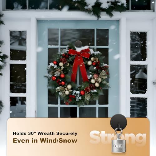 Heavy-Duty Adhesive Wreath Hangers for Front Door & Glass, 2-Pack