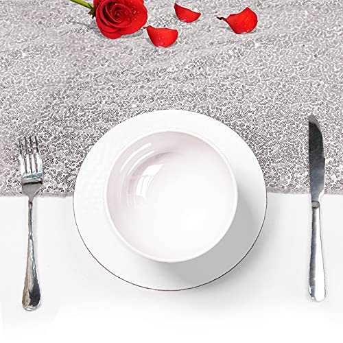 Cameway Silver & Gold 12 x 108 in Glitter Sequin Table Runner - 1 (Gold) for Graduation Party, Wedding & Baby Shower