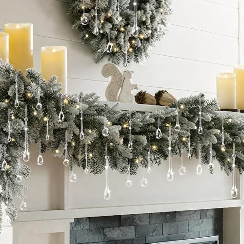 100PCS Clear Acrylic Christmas Teardrop Ornaments - Hanging Raindrop Decor