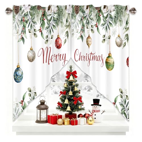 AYTTBIS Christmas Swag Curtain Valance 36x36 in, 2 Pack Red