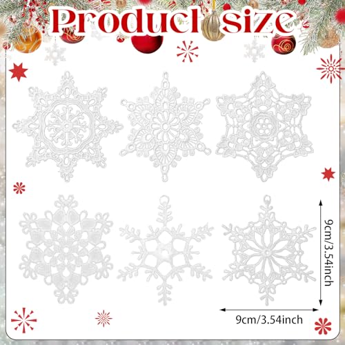 Buryeah White Crochet Snowflake Christmas Ornaments 36Pcs Holiday Decor