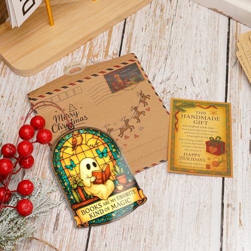 RUSATEN Ghost Book Christmas Ornament - Spooky Holiday Decor, Unique Gift, Ghost Reading, 2026 Edition