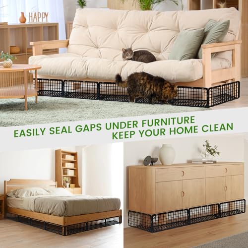 Adjustable Under Bed Blocker for Pets, 8-Piece Plastic Barrier Set