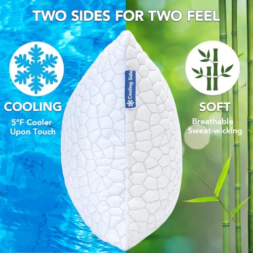 QUTOOL Cooling Memory Foam Pillow Set of 2 - Adjustable Firmness for Hot Sleepers