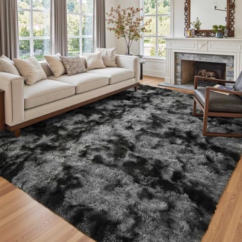 6x9 Ft Shag Area Rug, Ultra Soft Fluffy Tie-Dyed Carpet for Living Room