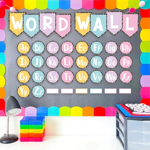 124-Piece Classroom Word Wall Bulletin Board Set with Alphabet Cutouts