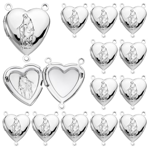 12 Pcs 1-Inch Our Lady of Grace Rosary Centerpiece Locket Connectors