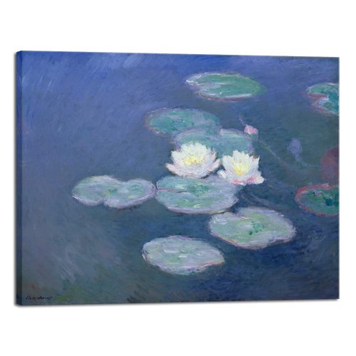 Wieco Art Larte Water Lilies Canvas Prints Wall Art of Claude Monet Classical Flowers Oil Paintings Reproduction Gallery Floral Pictures Artwork for Living Room Kitchen Home Office Decor