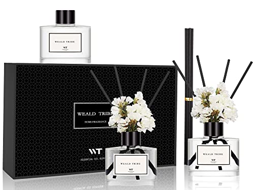 Natural Reed Diffuser Set with Real Flowers - 3 Pack Home Fragrance