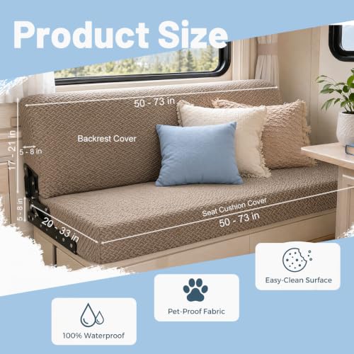 Waterproof RV Jackknife Sofa Cover Set - 2-Piece Slipcover