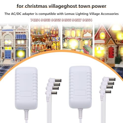 4.5V Adaptor 2-Piece Set for Lemax Village Lights, 3m Cord