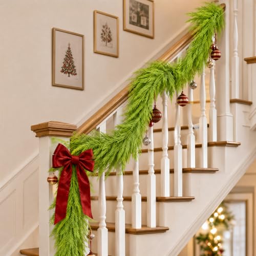 8.85ft Lime Green Artificial Norfolk Pine Garland for Christmas Decor