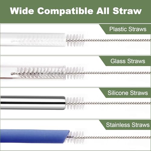 YOUCOX 4 Pack Extra Long Straw Cleaner Brushes - 11.8 Inches for 14oz-40oz Stanley Cups, Glass, Plastic & Silicone Straws - Clear