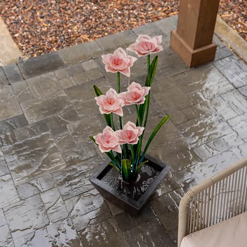 39-Inch Metal Sculptural Multi-Tier Flower Water Fountain for Garden