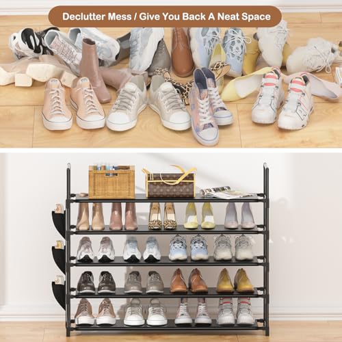 5-Tier Shoe Rack Organizer, Large Capacity Metal Storage Tower for Entryway