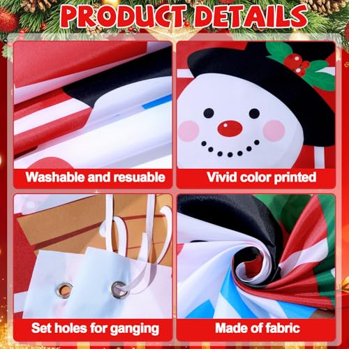 Large Christmas Santa Door Decorations Set - Red Brick Workshop Banner for Holiday Festivities