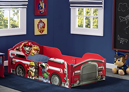 Sturdy Wood Toddler Bed with Guardrails and Rescue Adventure Theme
