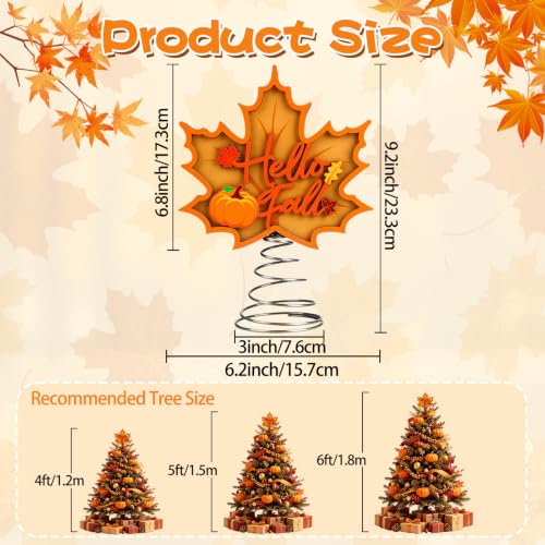 Lighted 3D Maple Leaf Tree Topper with Warm LED Lights for Fall Decor