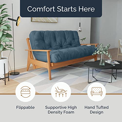 10-Inch Full Size Futon Mattress, Memory Foam Sofa Bed Cushion, Mineral Blue