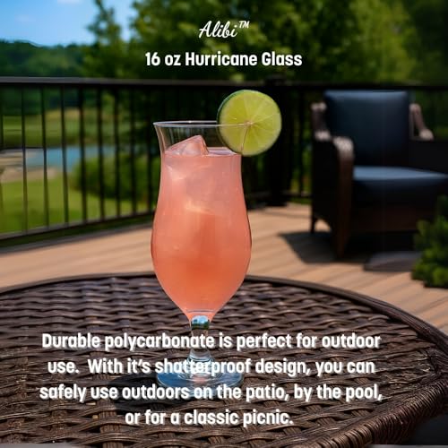 Carlisle FoodService 16oz Clear Hurricane Glass - Break-Resistant Plastic, Dishwasher Safe (Variation 1)